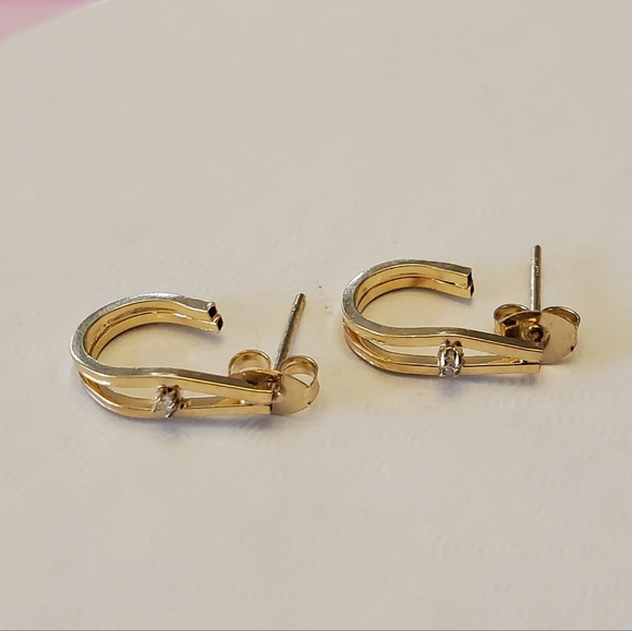 14K Gold Diamond Accent Earrings - Picture 6 of 14